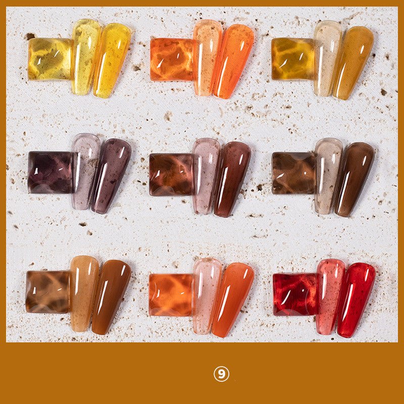 9 Colors Amber Set UV Gel Nail Polish Ice Penetration Soak Off Shining - East Pass Shopping Store