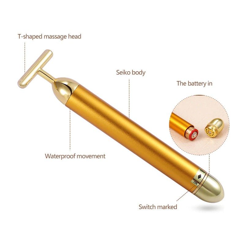Energy 24K Gold T Beauty Bar Facial Roller Massager - East Pass Shopping Store