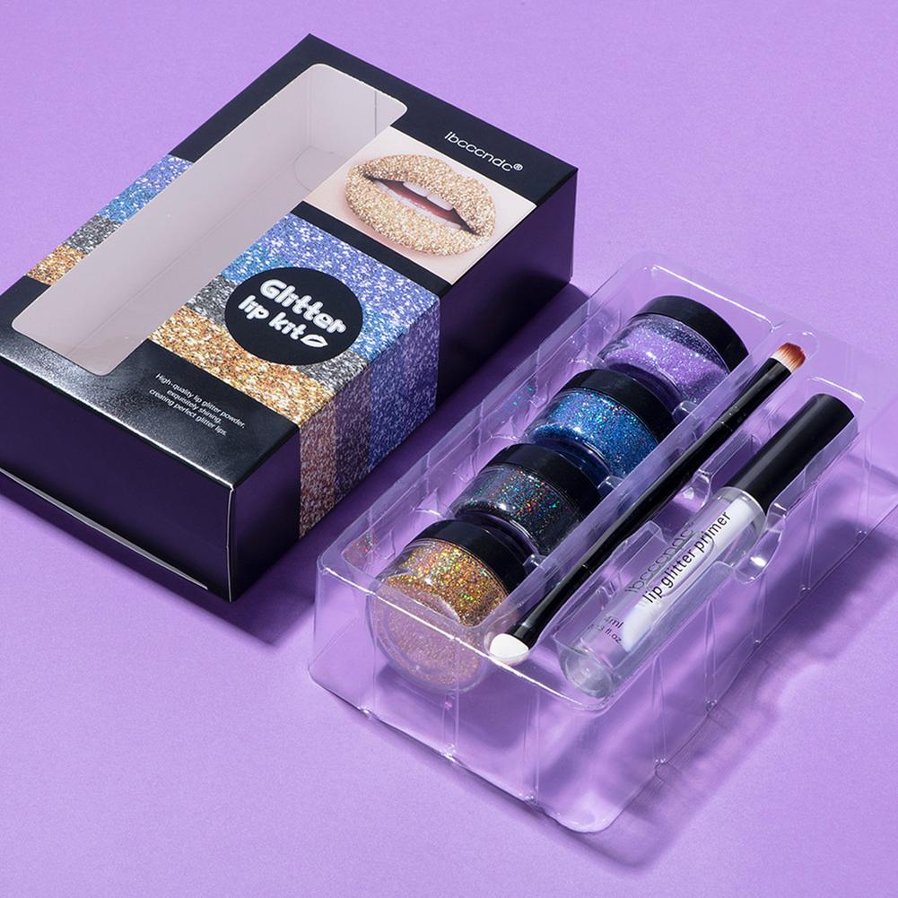 Glitter Lip Gloss Lipstick Shiny DIY Lip Gloss Diamond Waterproof Long Lasting Lipgloss Kit With Lip Primer Lip Tint Lips Makeup - East Pass Shopping Store