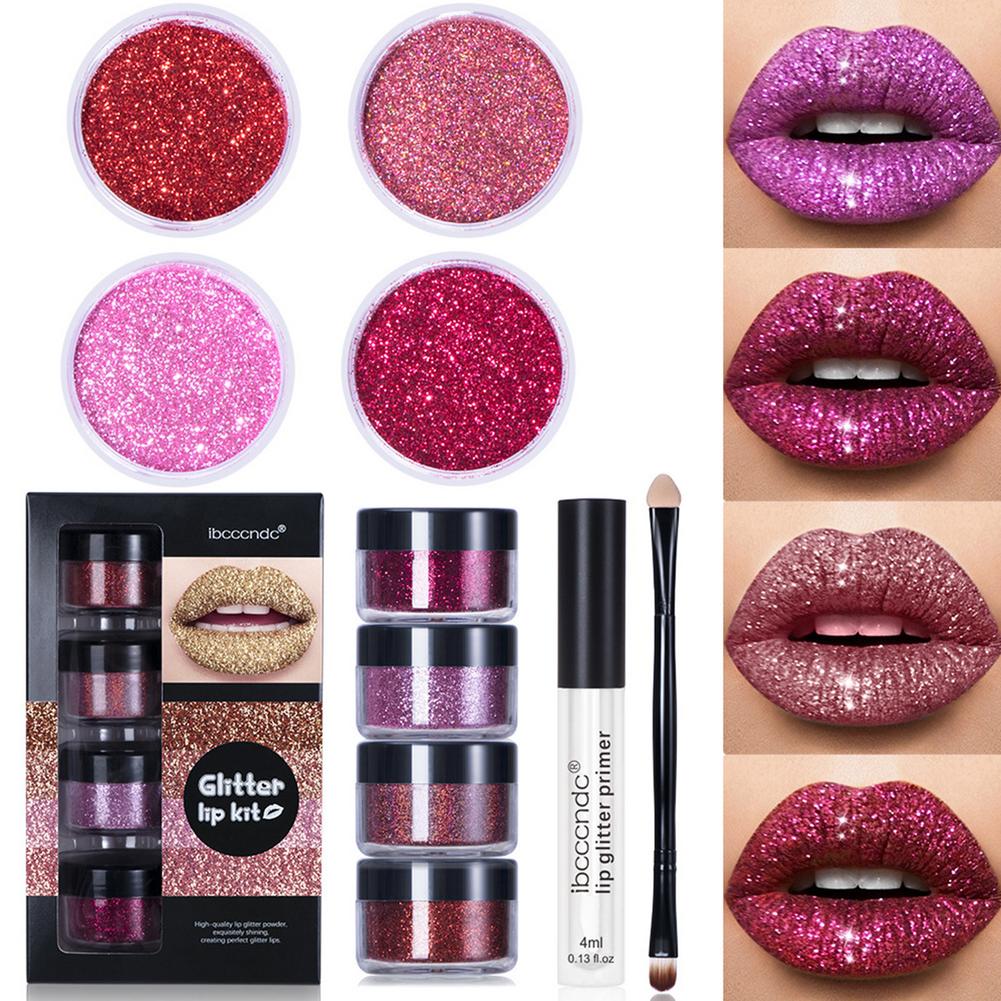 Glitter Lip Gloss Lipstick Shiny DIY Lip Gloss Diamond Waterproof Long Lasting Lipgloss Kit With Lip Primer Lip Tint Lips Makeup - East Pass Shopping Store