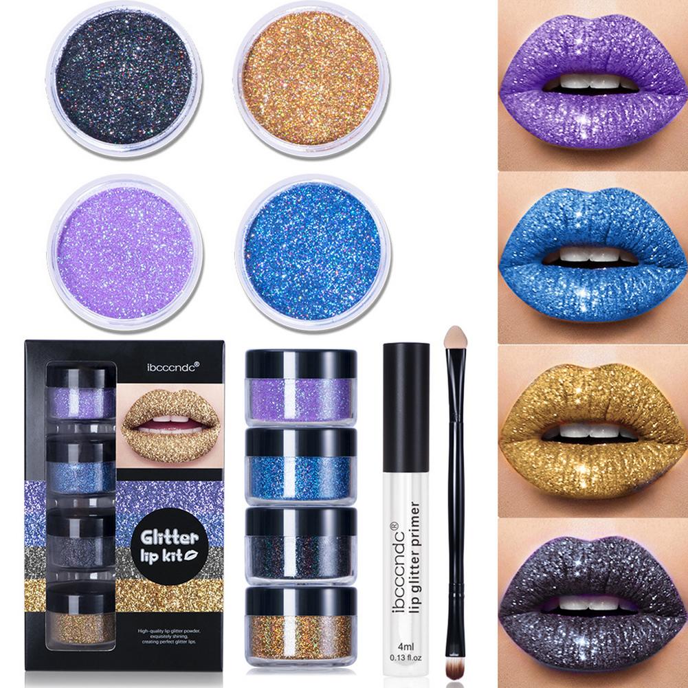 Glitter Lip Gloss Lipstick Shiny DIY Lip Gloss Diamond Waterproof Long Lasting Lipgloss Kit With Lip Primer Lip Tint Lips Makeup - East Pass Shopping Store