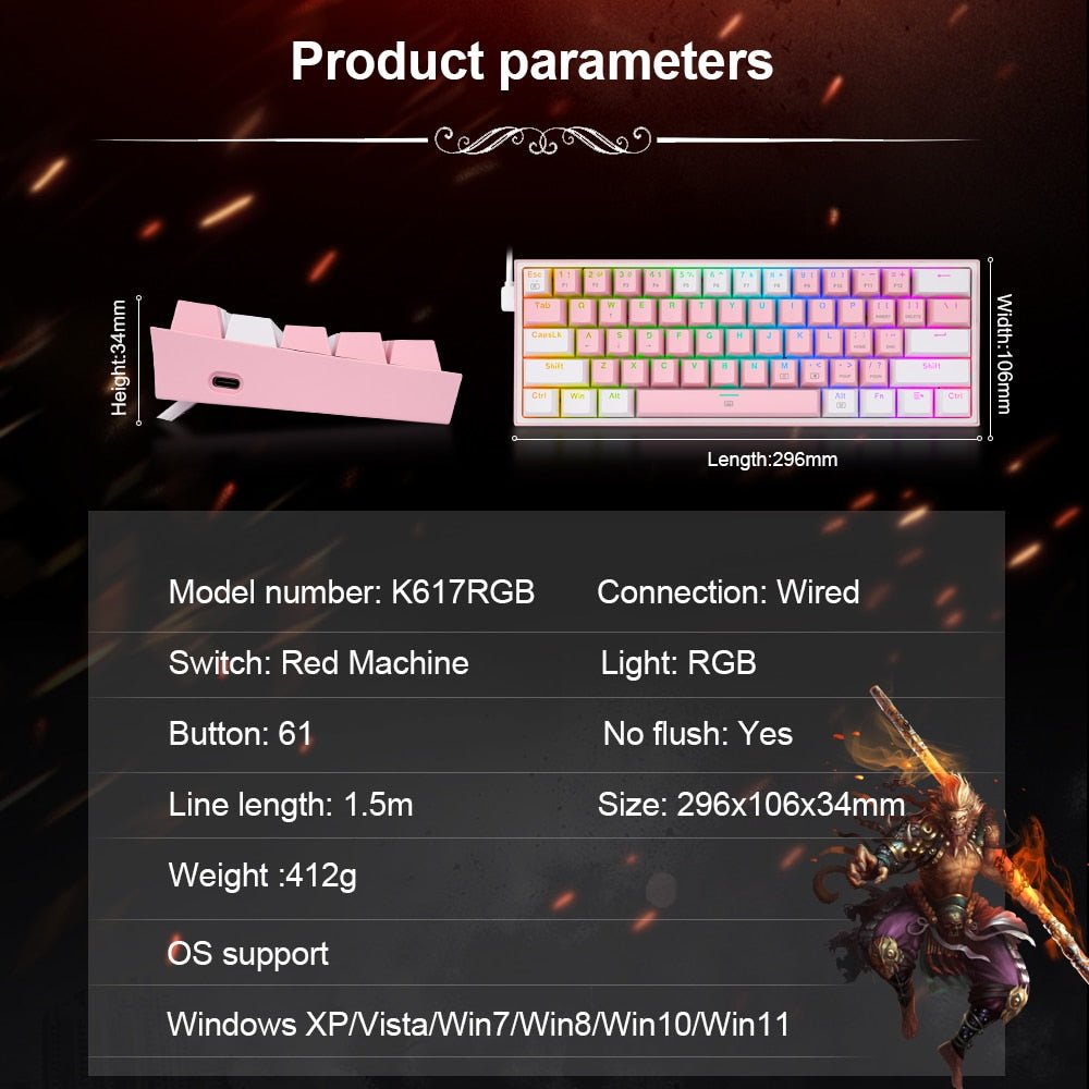 Mini Mechanical Gaming Wired Keyboard - East Pass Shopping Store